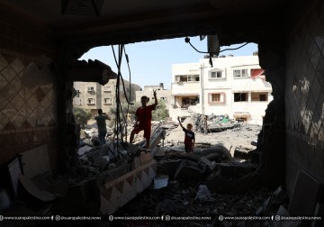 Rumah-rumah penduduk Palestina yang hancur akibat serangan bom Israel di Kota Gaza